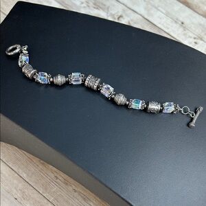 Beautiful Antique Silver and Crystal Beaded Bracelet